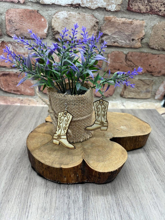 Cowboy Boot Wooden Earrings