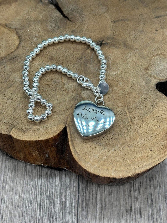 Handwriting Silver Heart Bracelet