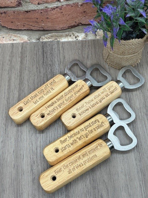 Humorous Wooden Bottle Openers